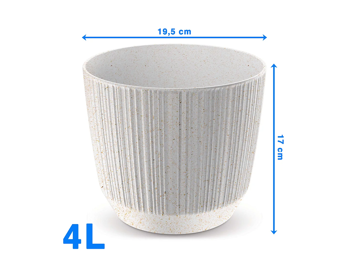 Pot de fleurs décoratif effet bois plastique blanc 19,5x17 cm