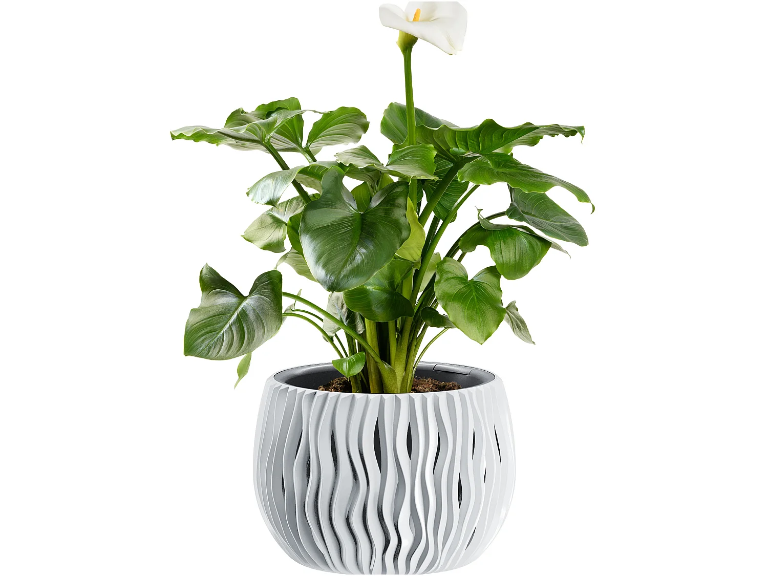 Pot de fleurs décoratif design céramique plastique blanc 18 cm