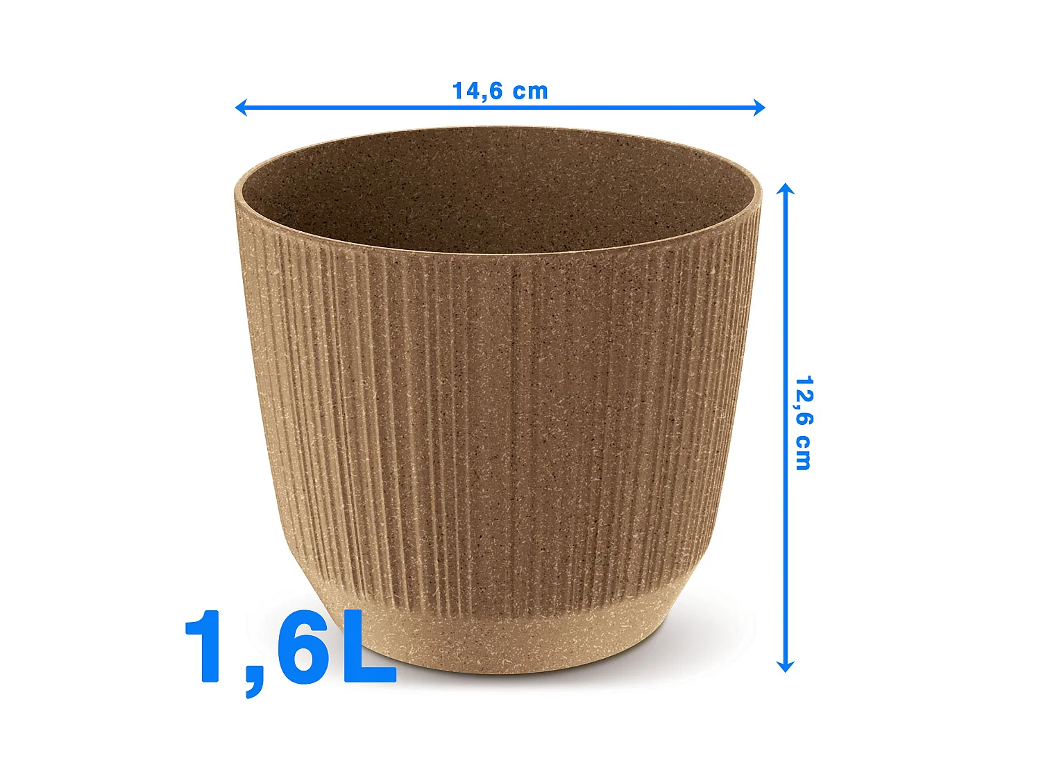 Pot de fleurs décoratif en plastique avec bois brun 14,6x12,6 cm