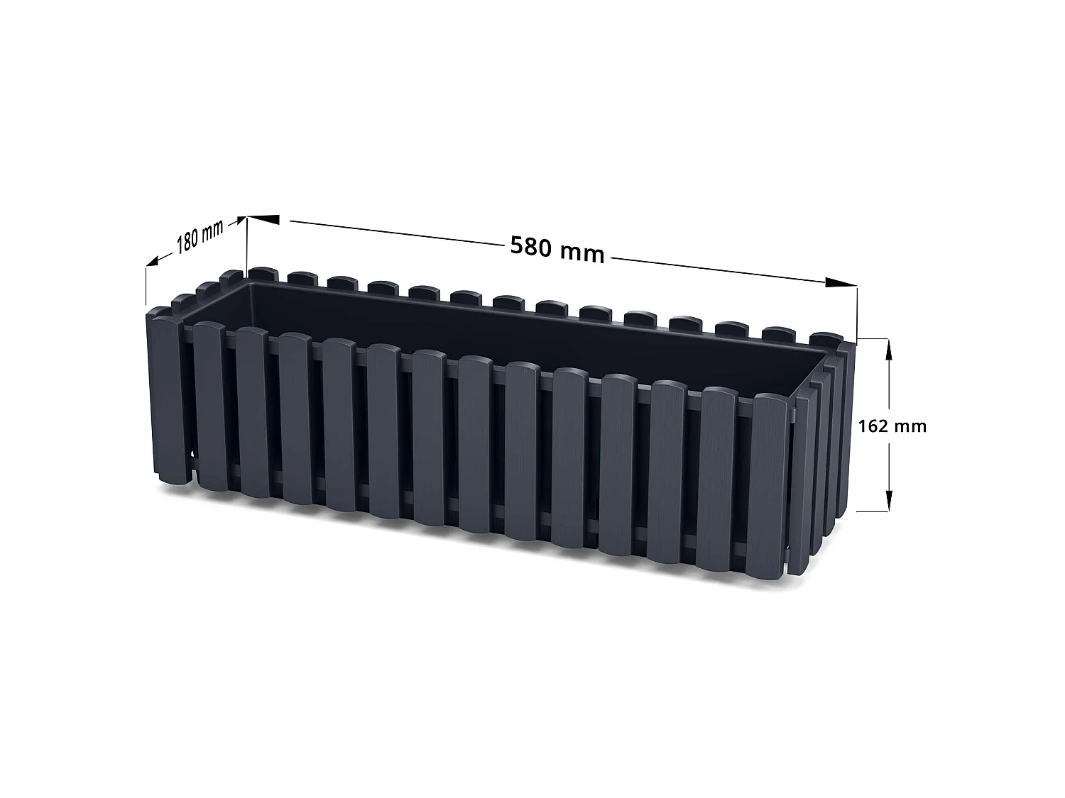 Jardinière de balcon imitation bois en plastique anthracite 58x18x16,2 cm