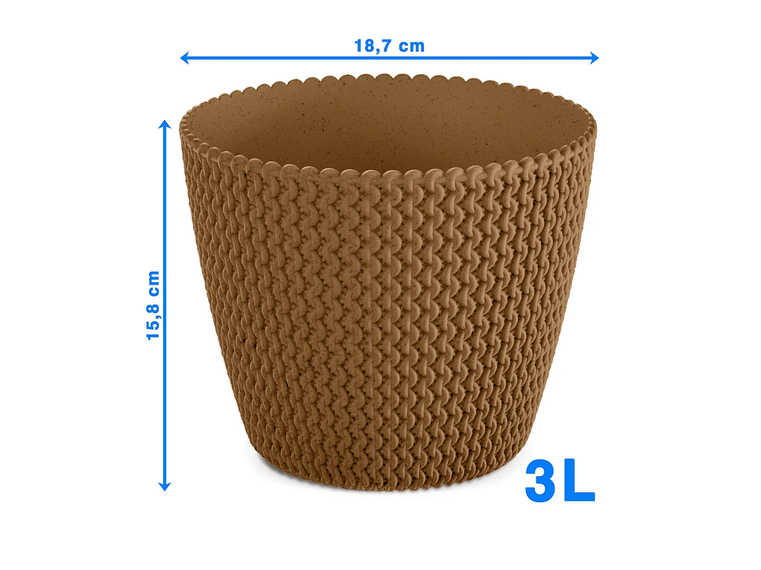 Decoratieve bloempot hoes Eco Wood kunststof hout bruin 18,7 cm