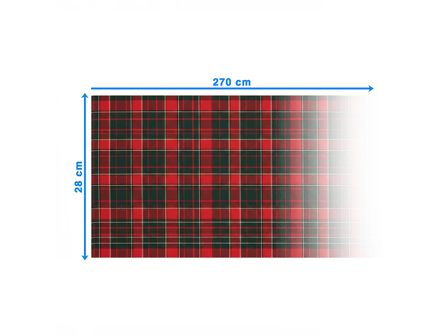 Tovaglia runner natalizia in poliestere con lurex a quadri rossa 270x28 cm