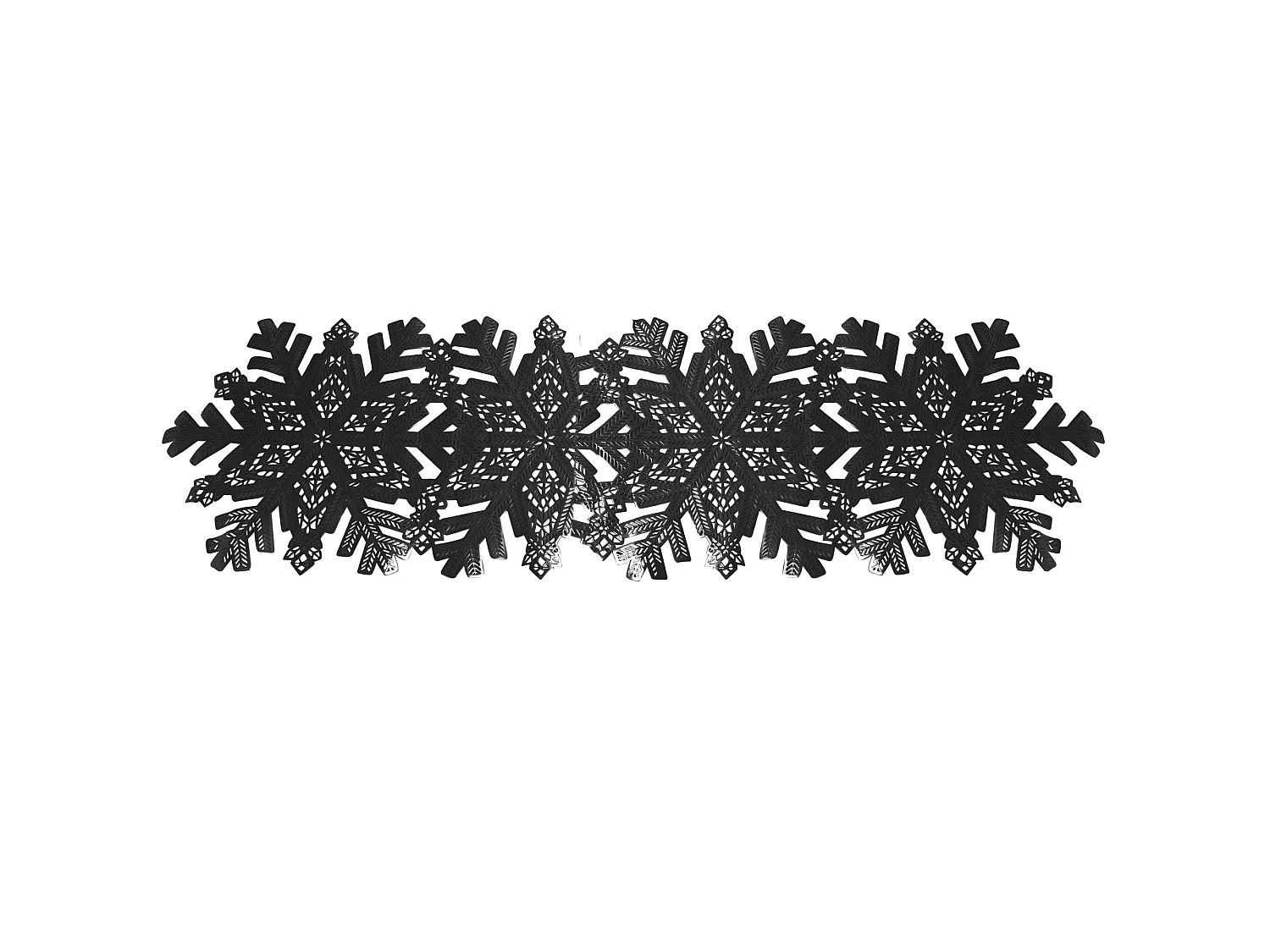 Runner da tavola natalizio con fiocchi di neve plastica nero 90x35 cm