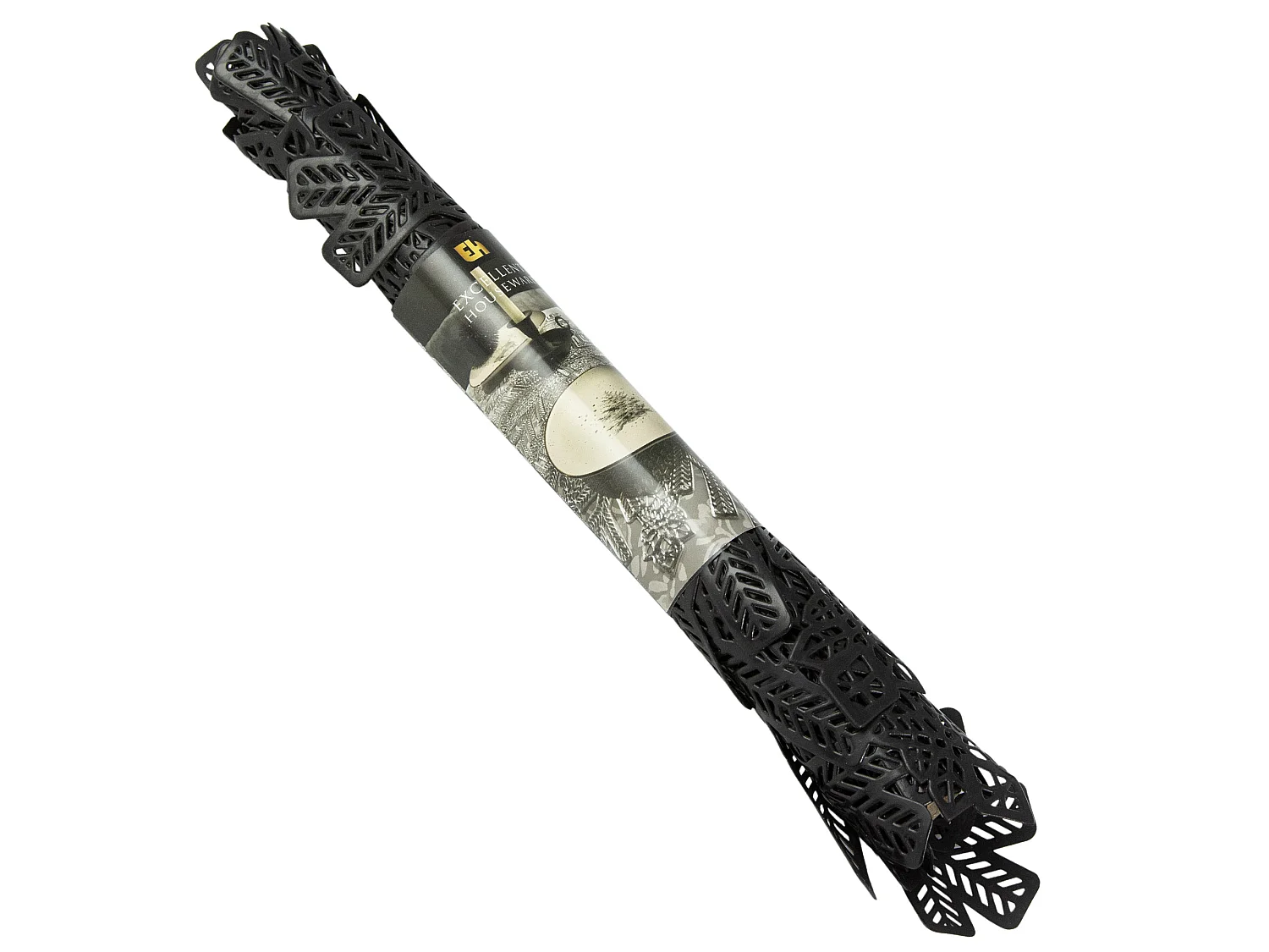 Runner da tavola natalizio con fiocchi di neve plastica nero 90x35 cm