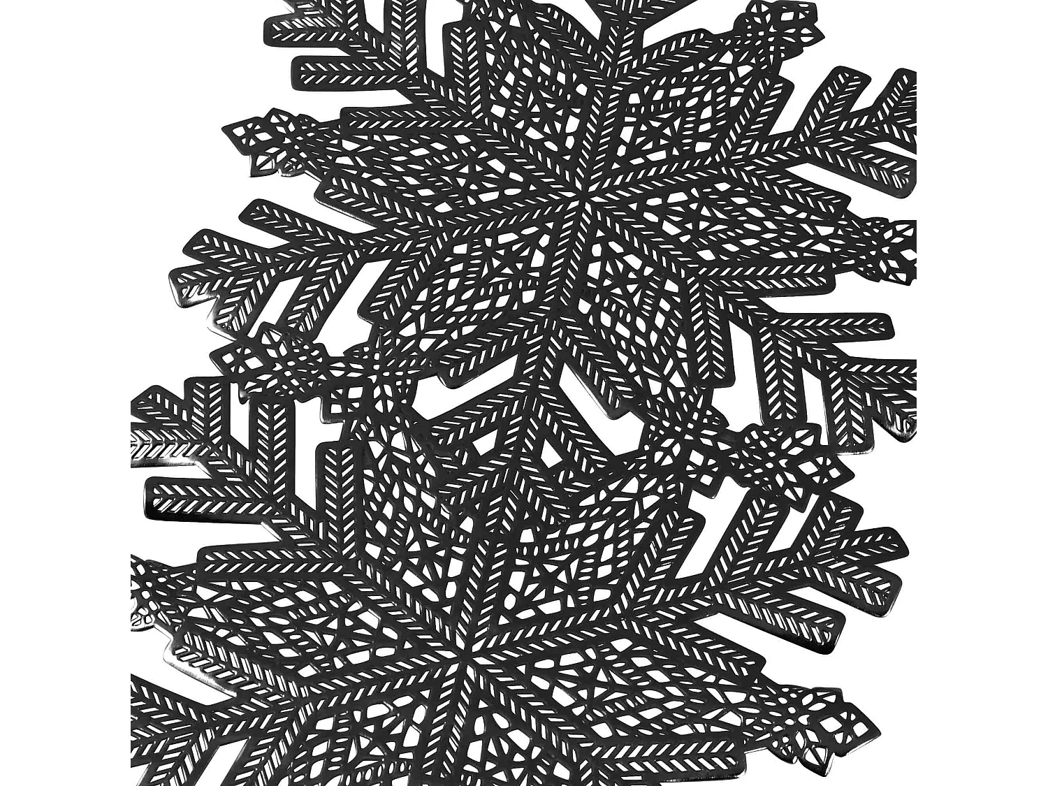 Runner da tavola natalizio con fiocchi di neve plastica nero 90x35 cm