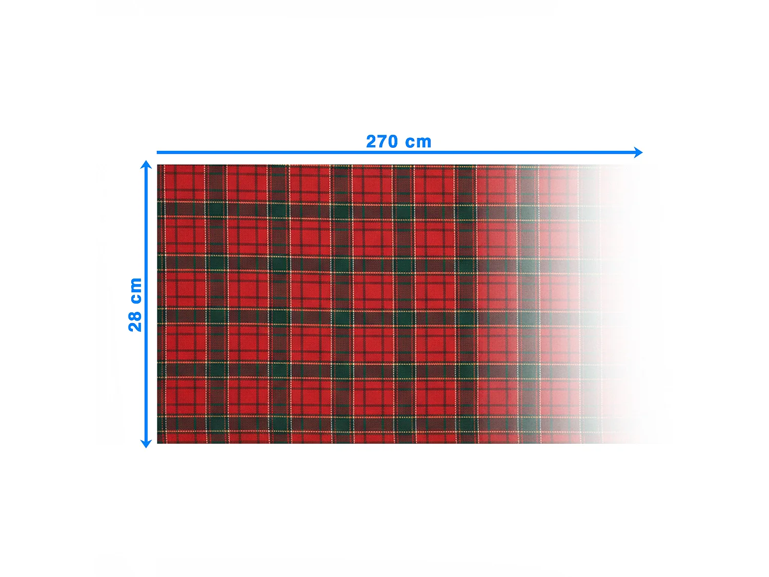 Runner da tavola natalizio in poliestere con lurex a quadri rosso 270x28 cm
