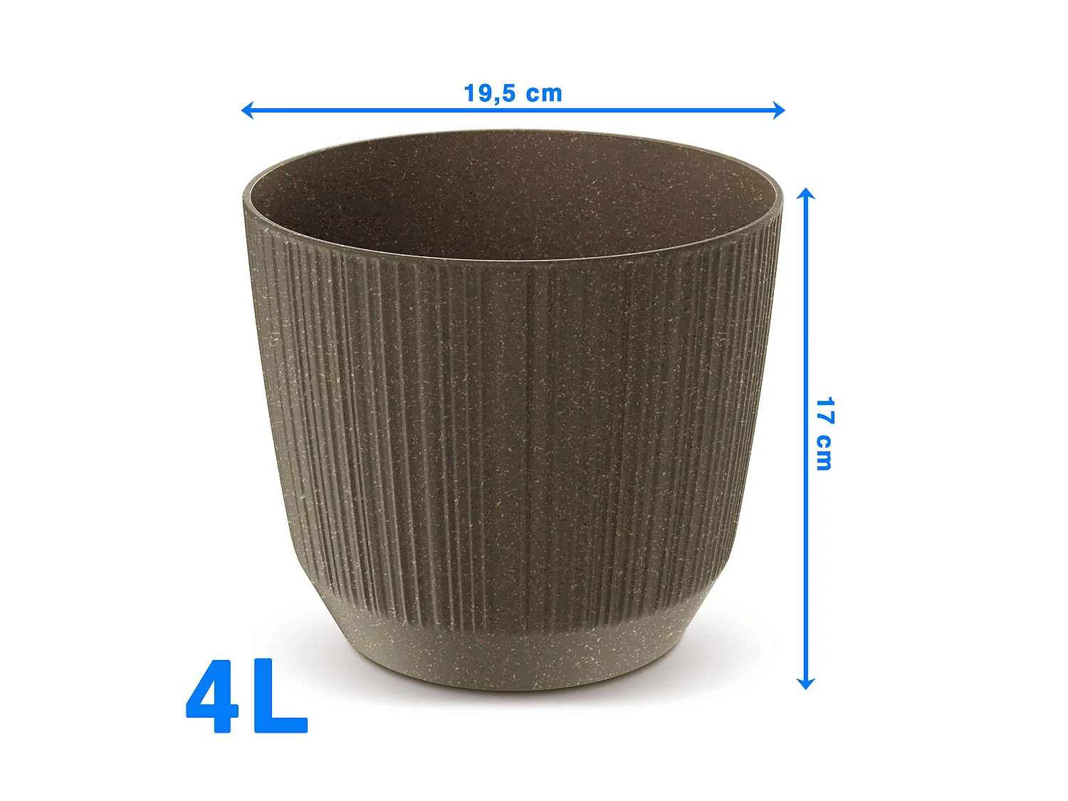 Pot de fleurs décoratif en plastique et bois couleur café 19,5 cm x 17 cm