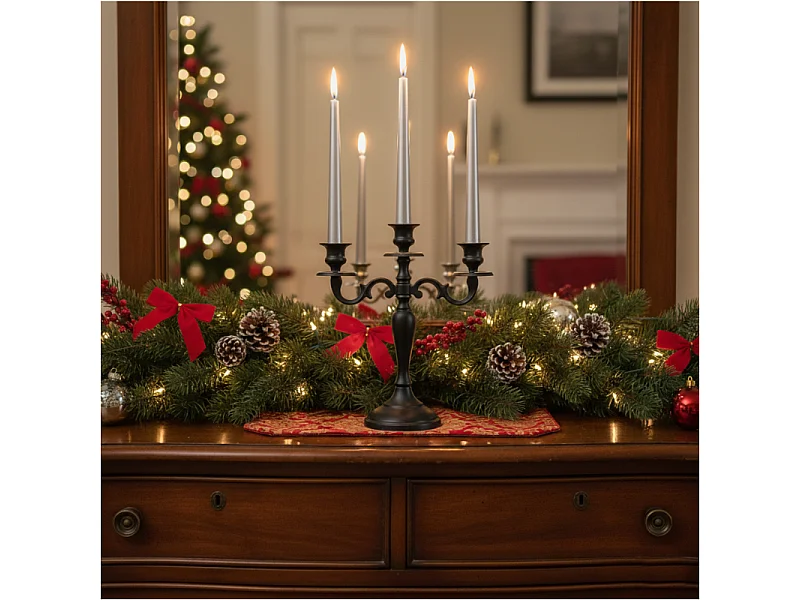 Bougie de Noël simple pour dîner de réveillon, 4 pièces, argentée, 21x21x300 mm