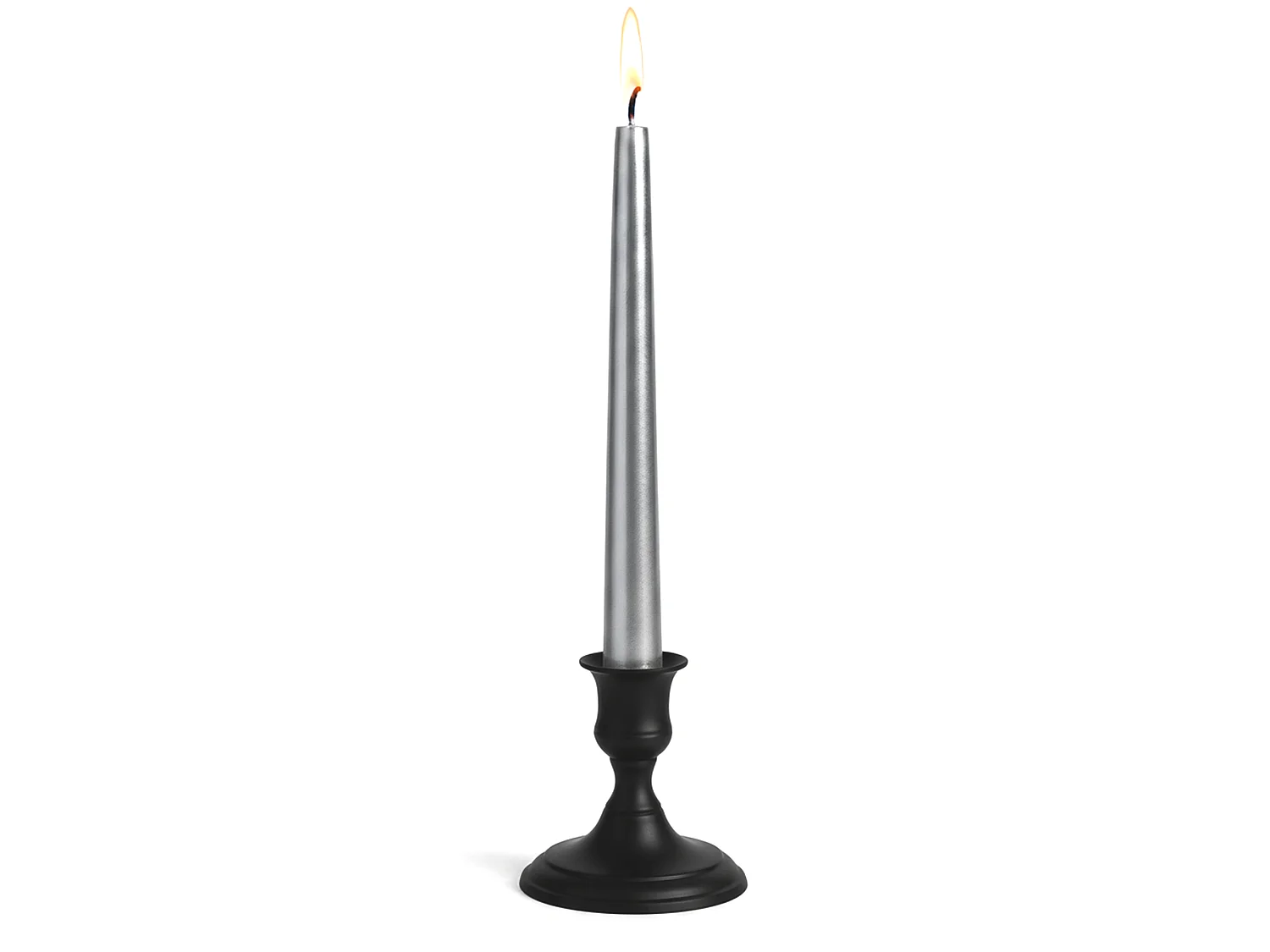 Bougie de Noël simple pour dîner de réveillon, 4 pièces, argentée, 21x21x300 mm