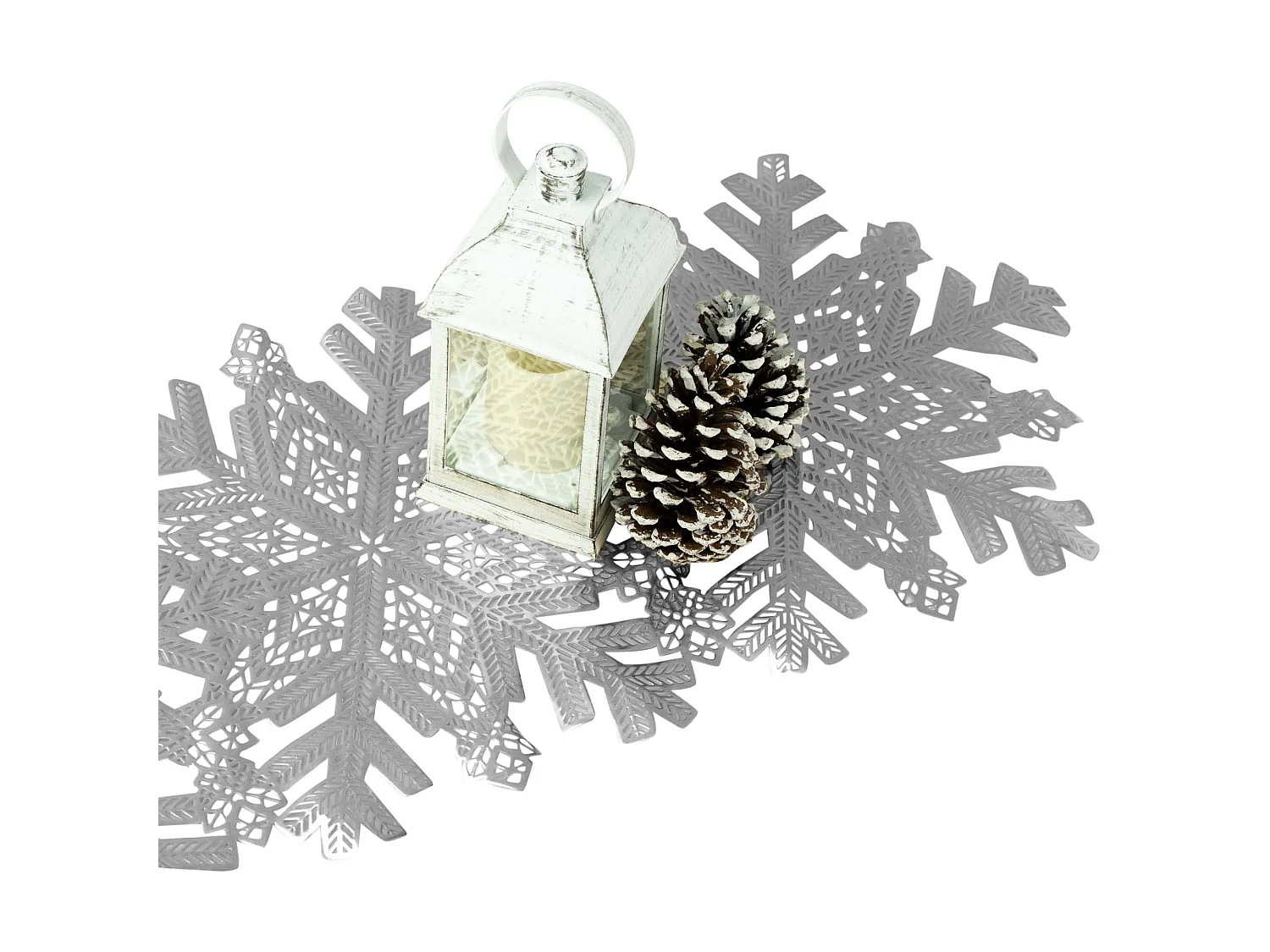 Runner da tavola natalizio decorativo in plastica argento 90x35 cm