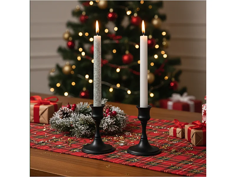 Bougies traditionnelles droites de Noël décoratives cire grise 25,3 cm 2 szt.