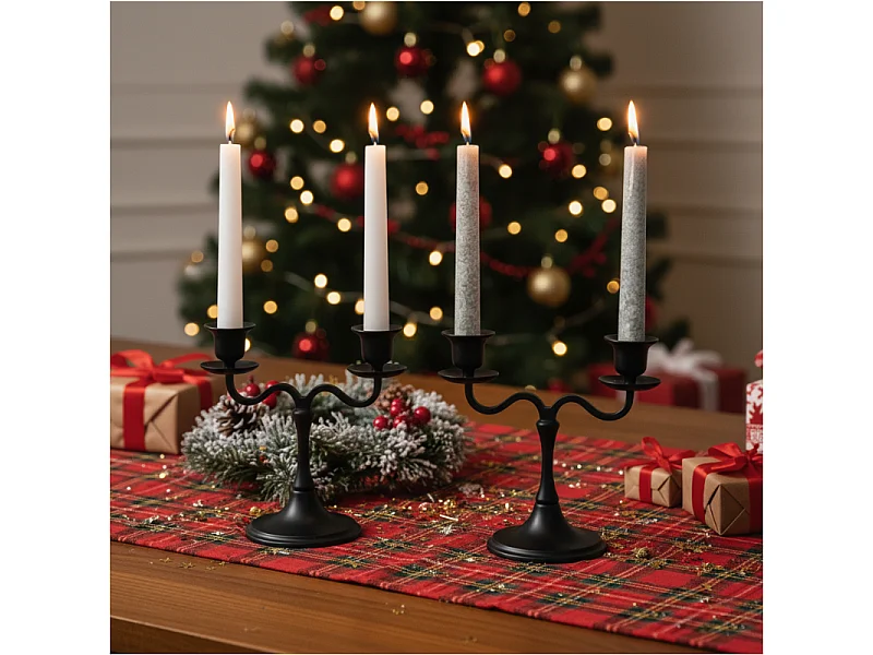 Bougies traditionnelles droites de Noël décoratives cire grise 25,3 cm 2 szt.