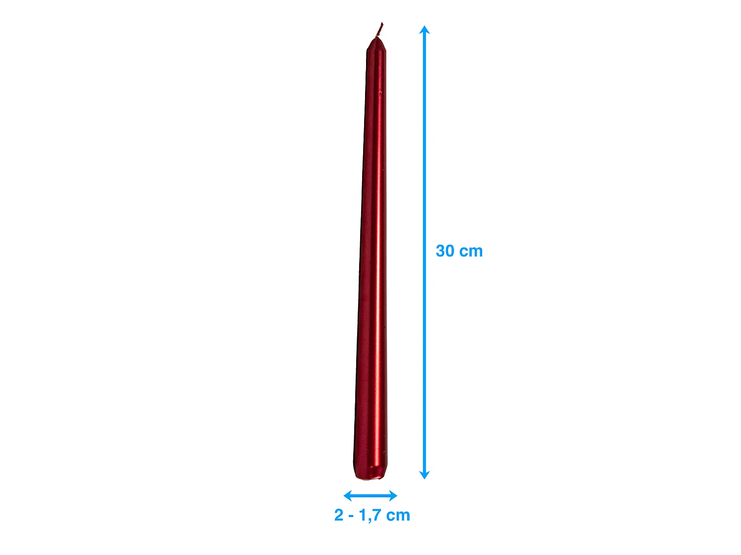 Candela natalizia semplice in cera rossa 4 pz 21x21x300 mm