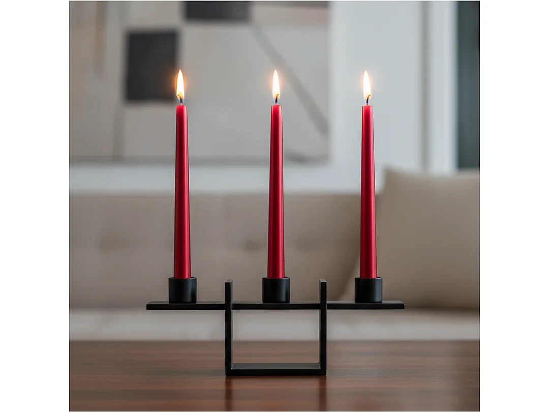 Candela natalizia semplice in cera rossa 4 pz 21x21x300 mm