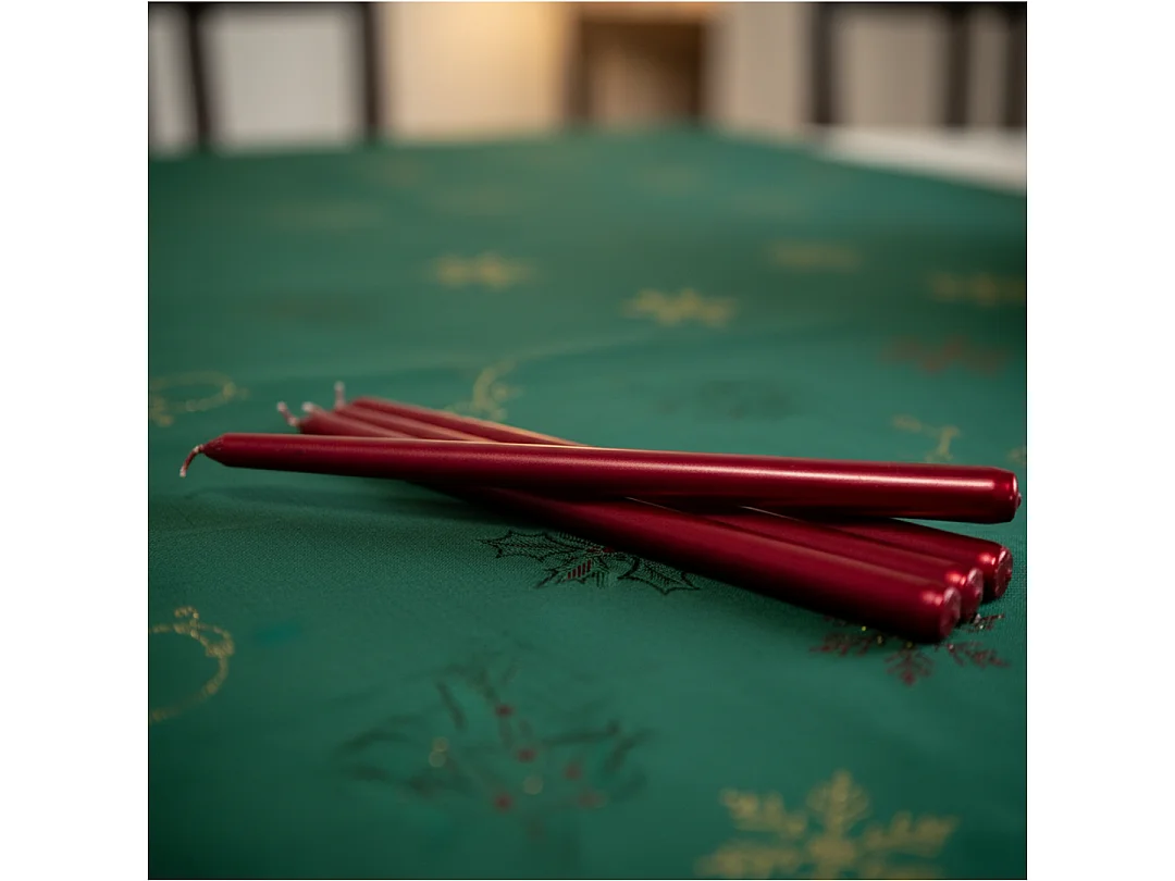 Candela natalizia semplice in cera rossa 4 pz 21x21x300 mm