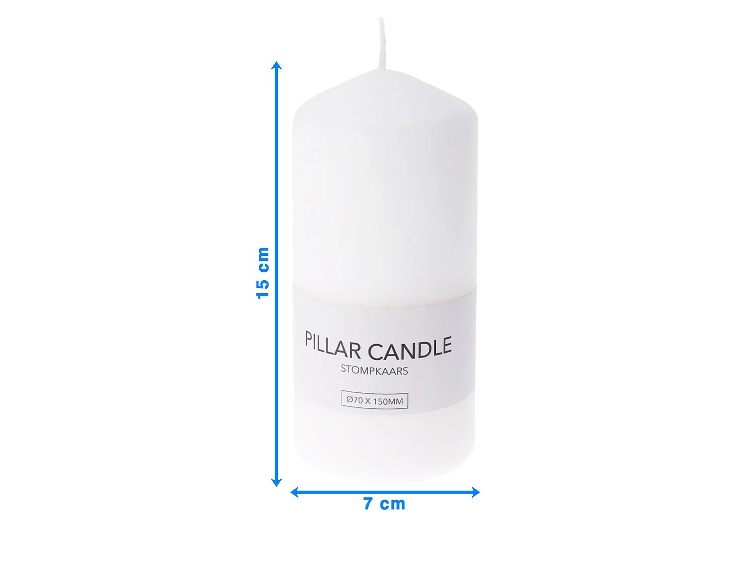 Bougie pilier de Noël simple cire blanche 7x15 cm