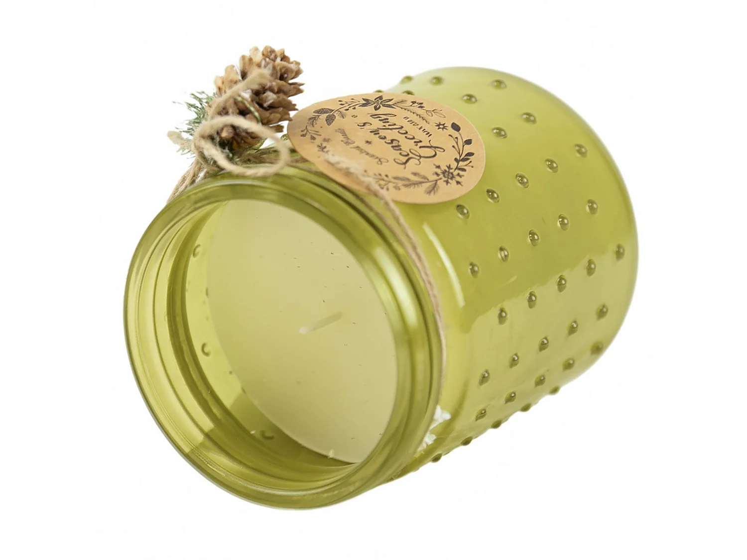 Bougie de Noël décorative en verre, parfum vanille, vert citron, 12,5x10 cm