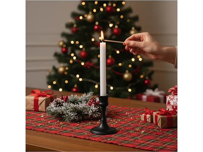 Bougies traditionnelles droites de Noël en cire blanche 2 pièces 25,3x2,15 cm