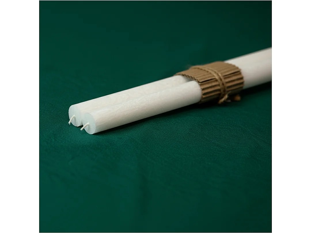 Bougies traditionnelles droites de Noël en cire blanche 2 pièces 25,3x2,15 cm