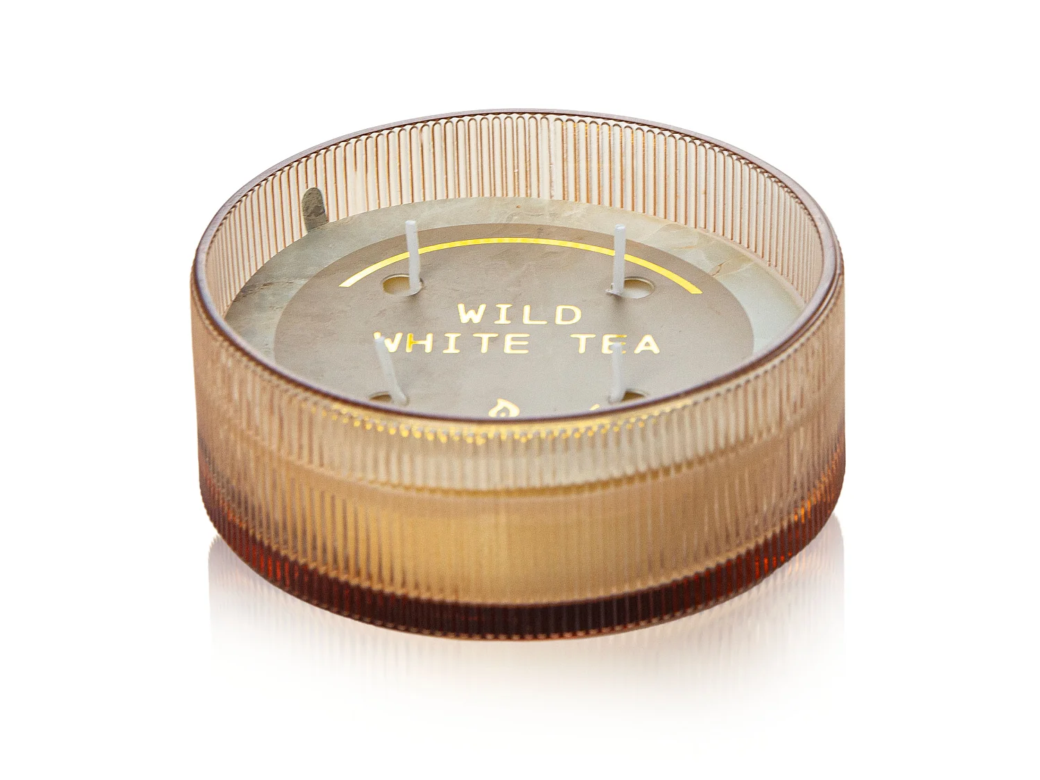 Bougie parfumée en verre Wild White Tea festive 13 cm ronde décorative