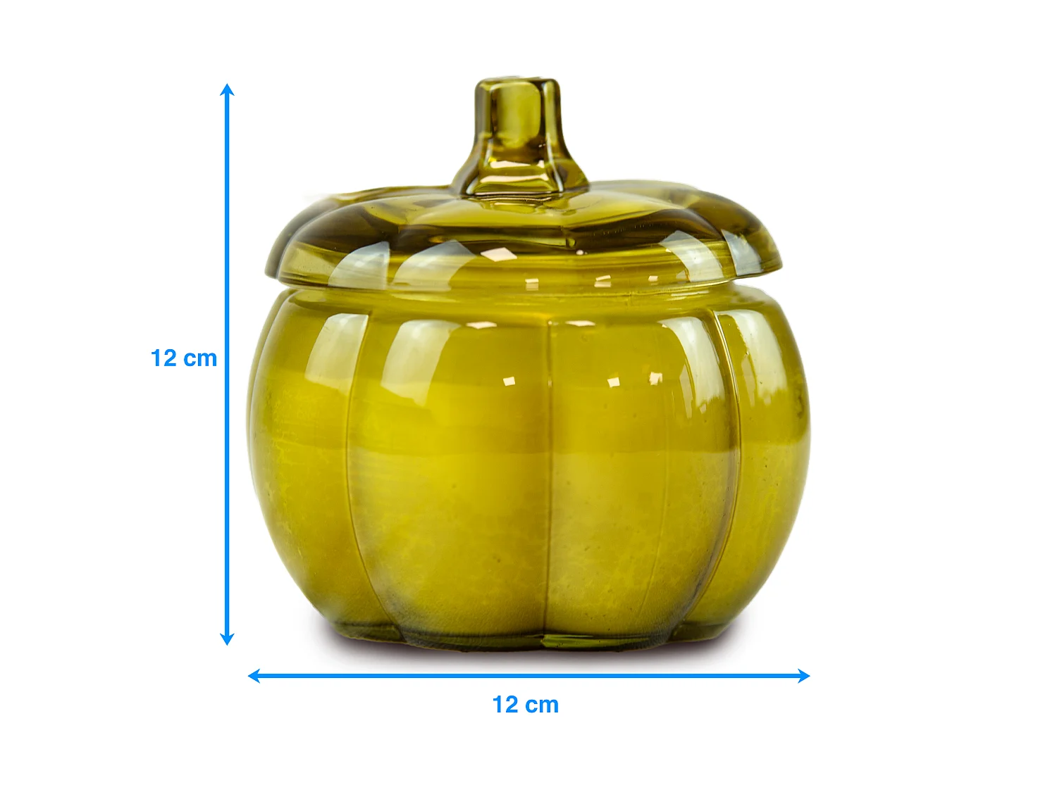 Bougie décorative Halloween en verre citrouille jaune 11,5 cm