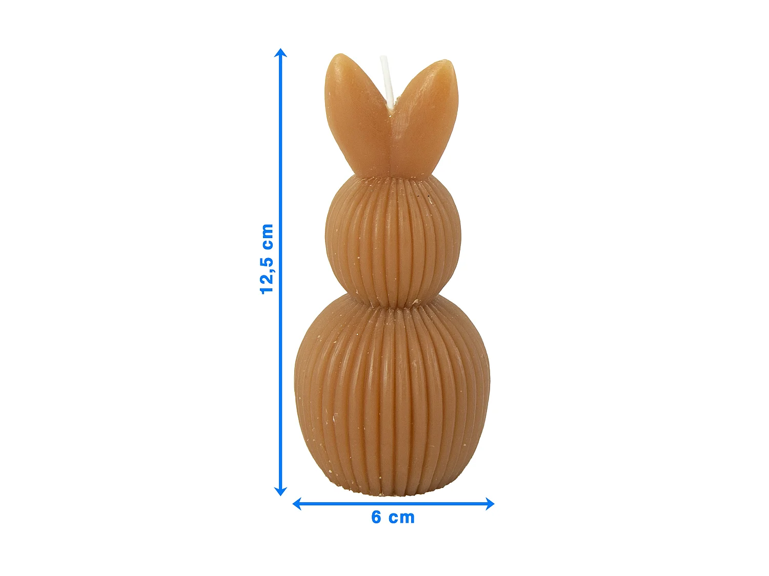 Bougie décorative de Pâques lapin en cire marron 12,5x6 cm