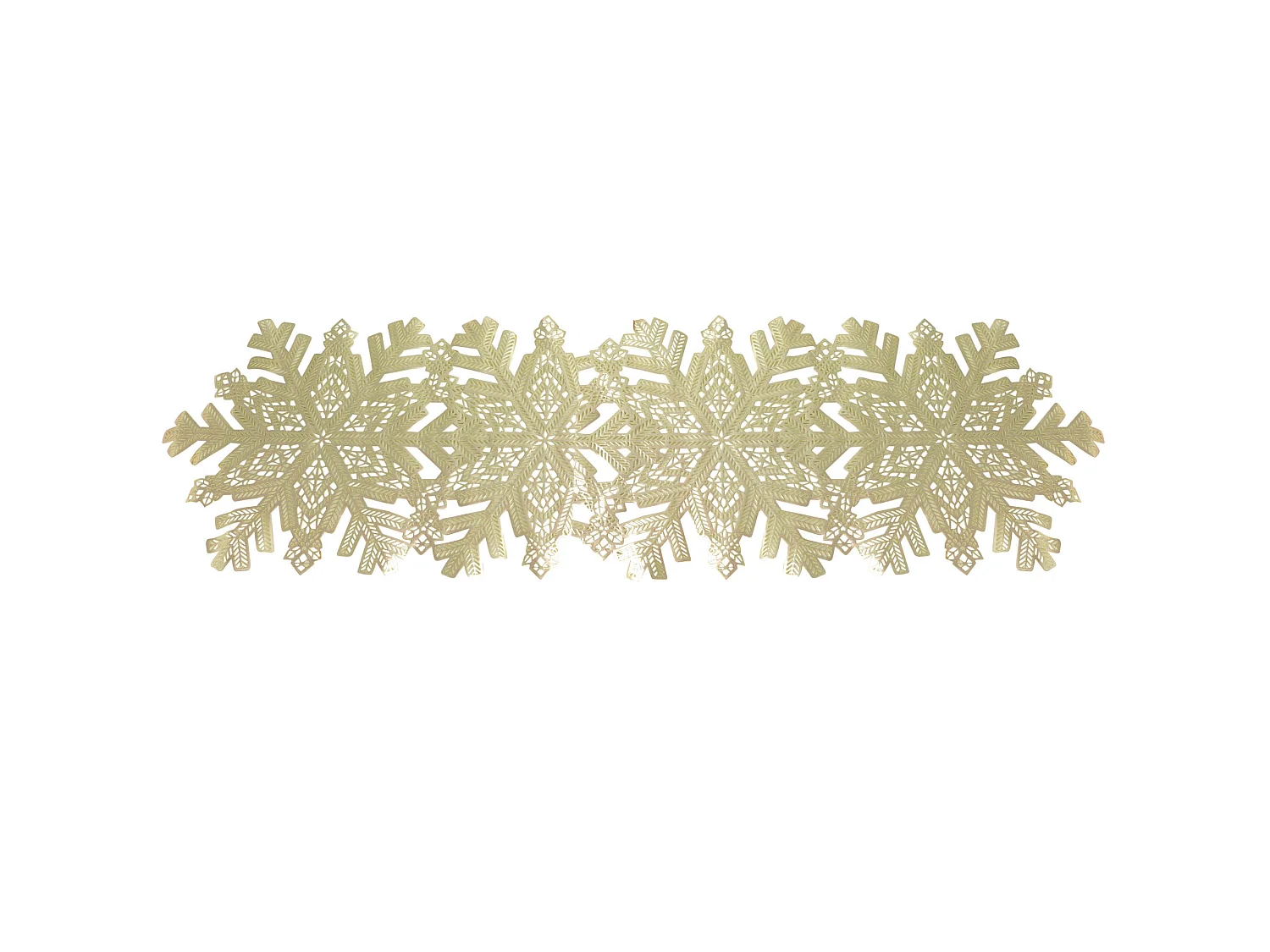 Tovaglietta natalizia moderna con fiocchi di neve plastica oro 90x35 cm