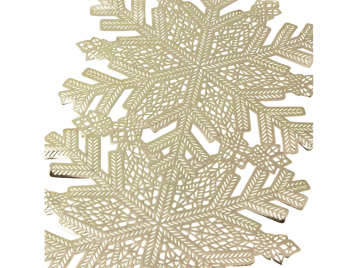 Tovaglietta natalizia moderna con fiocchi di neve plastica oro 90x35 cm