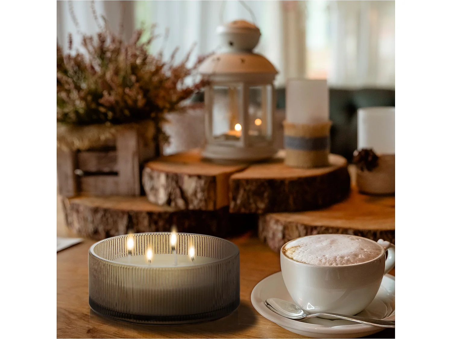 Bougie parfumée festive en verre Ebony Agarwood 13 cm ronde décorative
