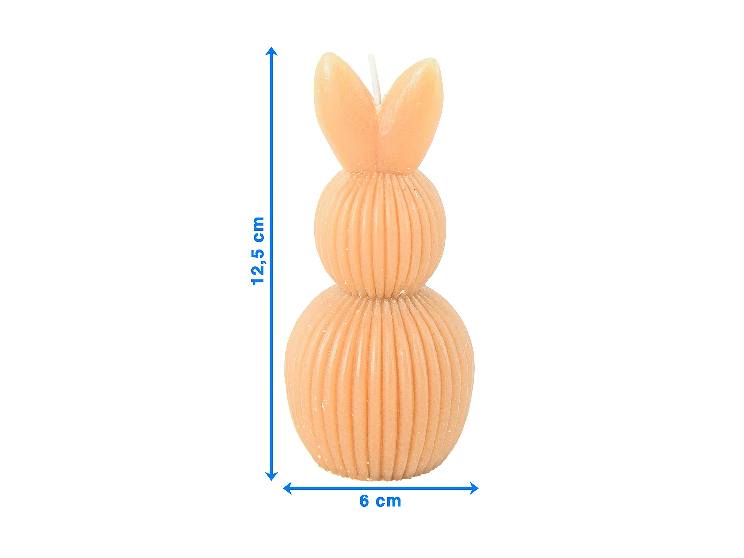 Bougie décorative de Pâques lapin sur œuf cire pêche 12,5x6 cm