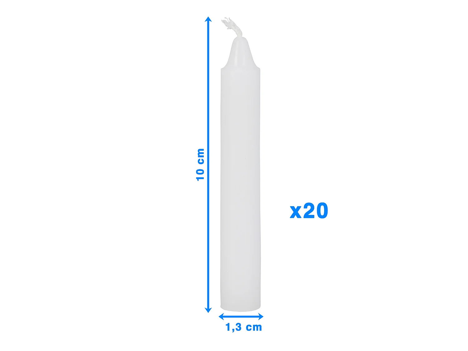 Bougies de table classiques en paraffine blanche lot de 20 13x100 mm