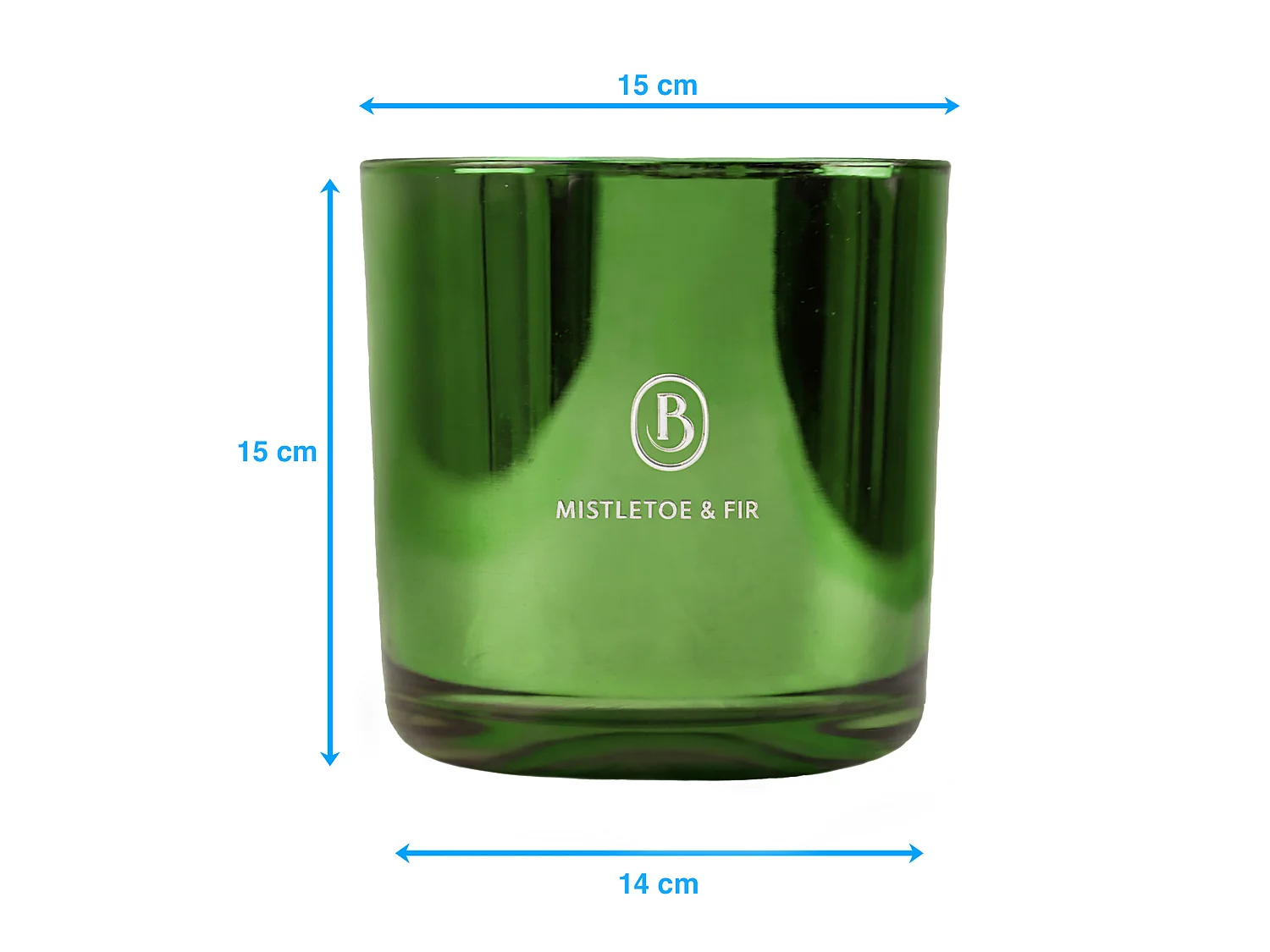 Bougie décorative de Noël en verre parfumée 40 h verte 15 cm