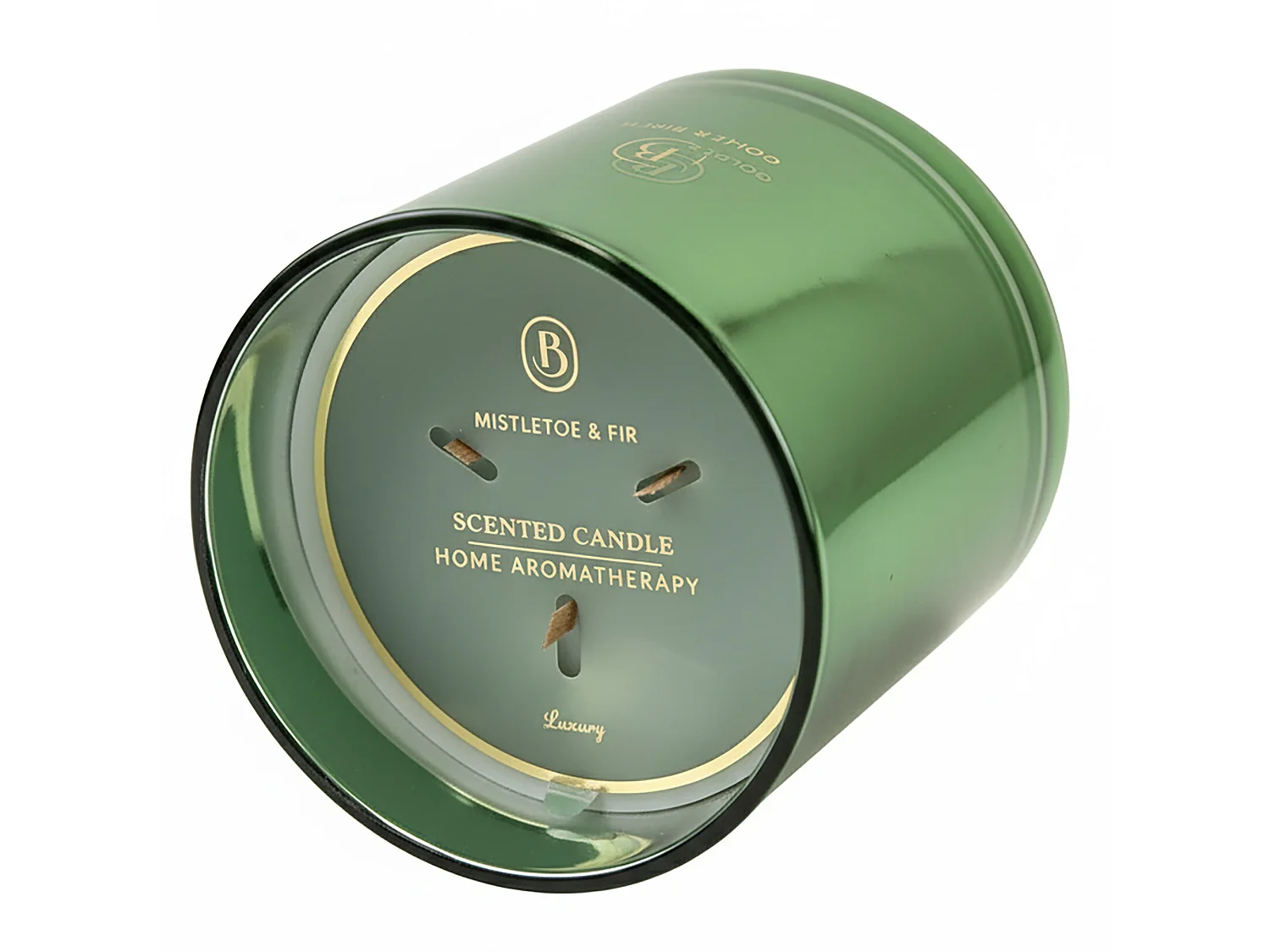 Bougie décorative de Noël en verre parfumée 40 h verte 15 cm