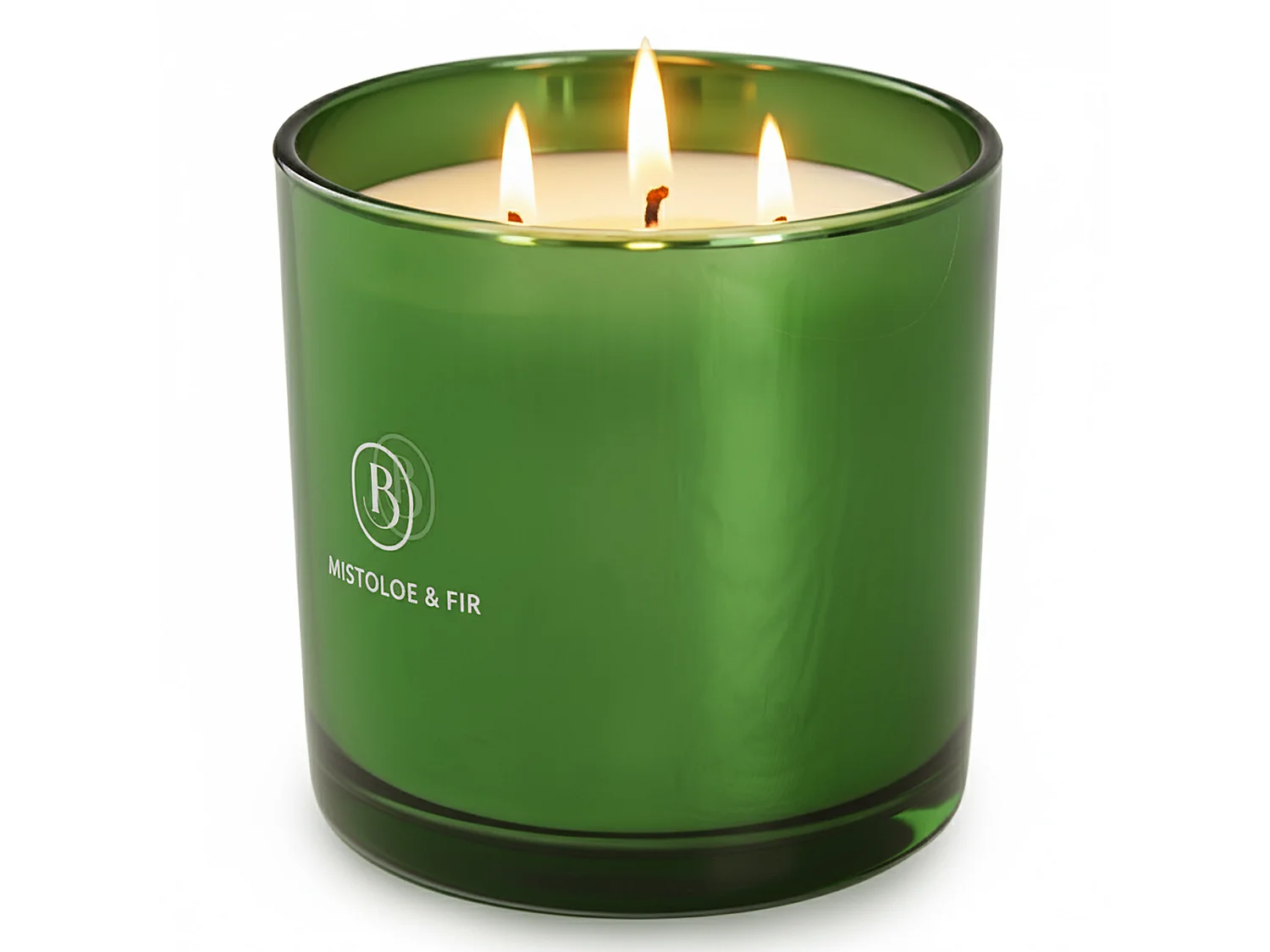 Bougie décorative de Noël en verre parfumée 40 h verte 15 cm