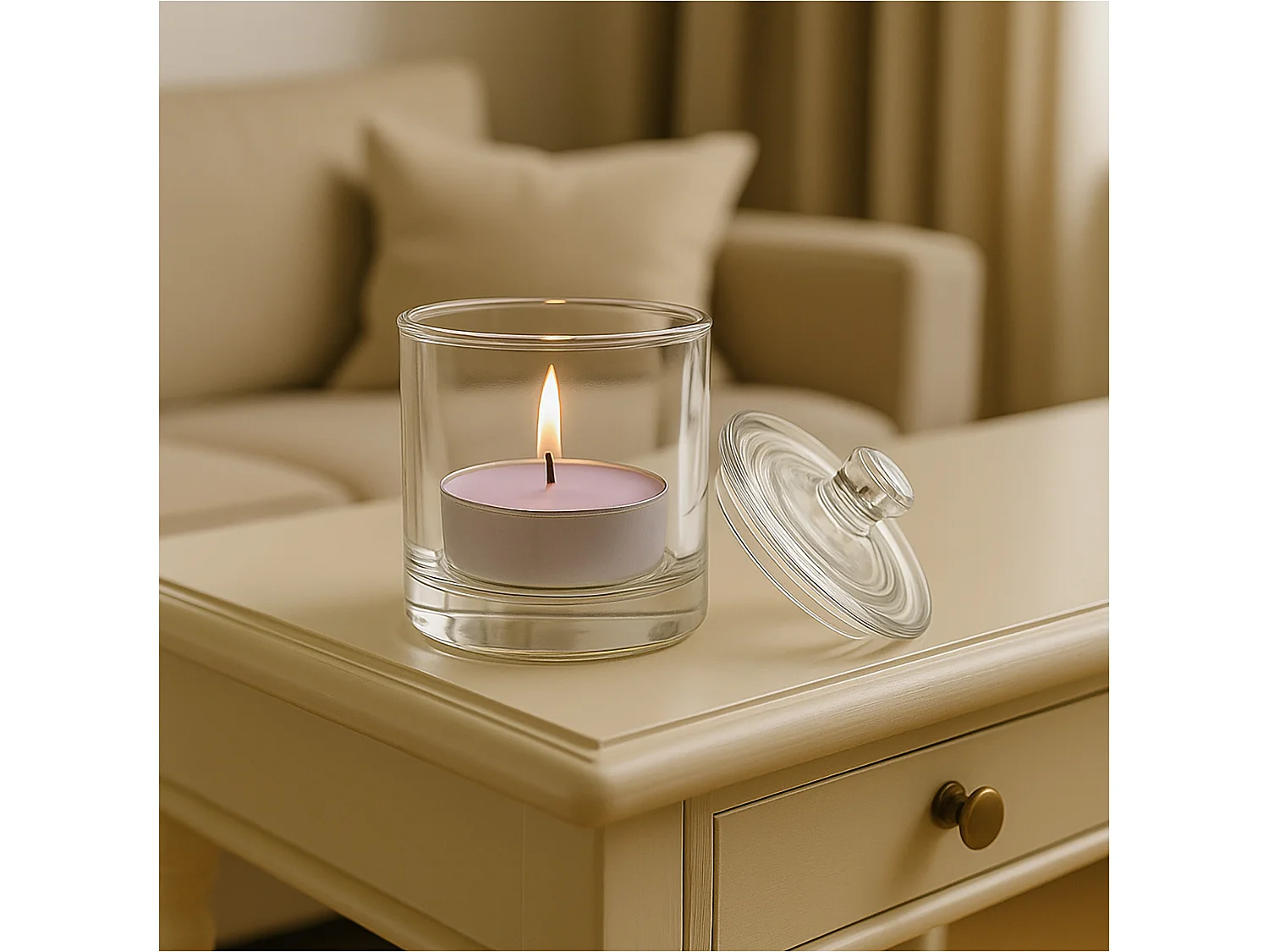 Bougies parfumées tealight en paraffine Exotic Wood violettes 10 pièces 120 g