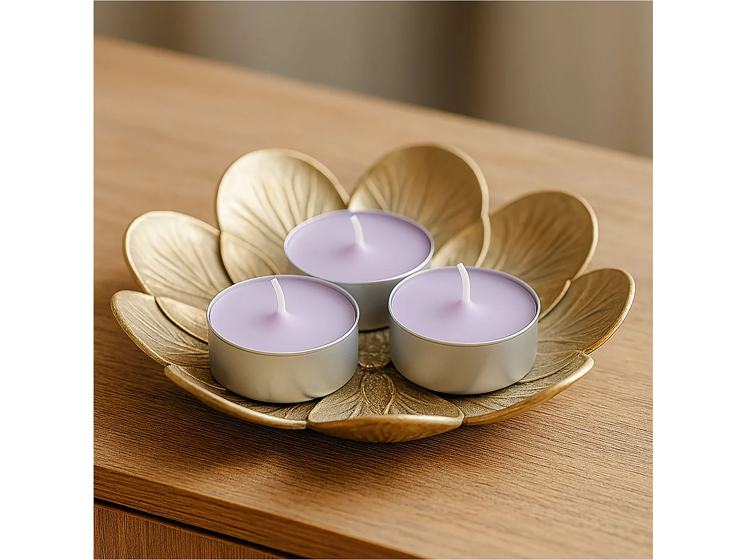 Bougies parfumées tealight en paraffine Exotic Wood violettes 10 pièces 120 g