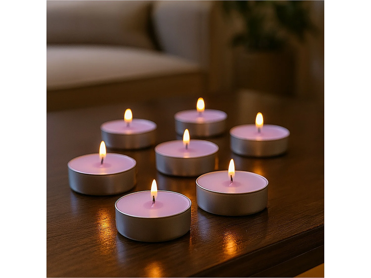 Bougies parfumées tealight en paraffine Exotic Wood violettes 10 pièces 120 g