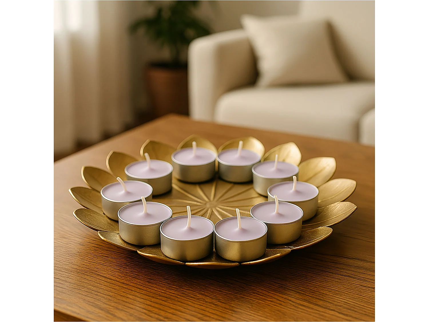 Bougies parfumées tealight en paraffine Exotic Wood violettes 10 pièces 120 g