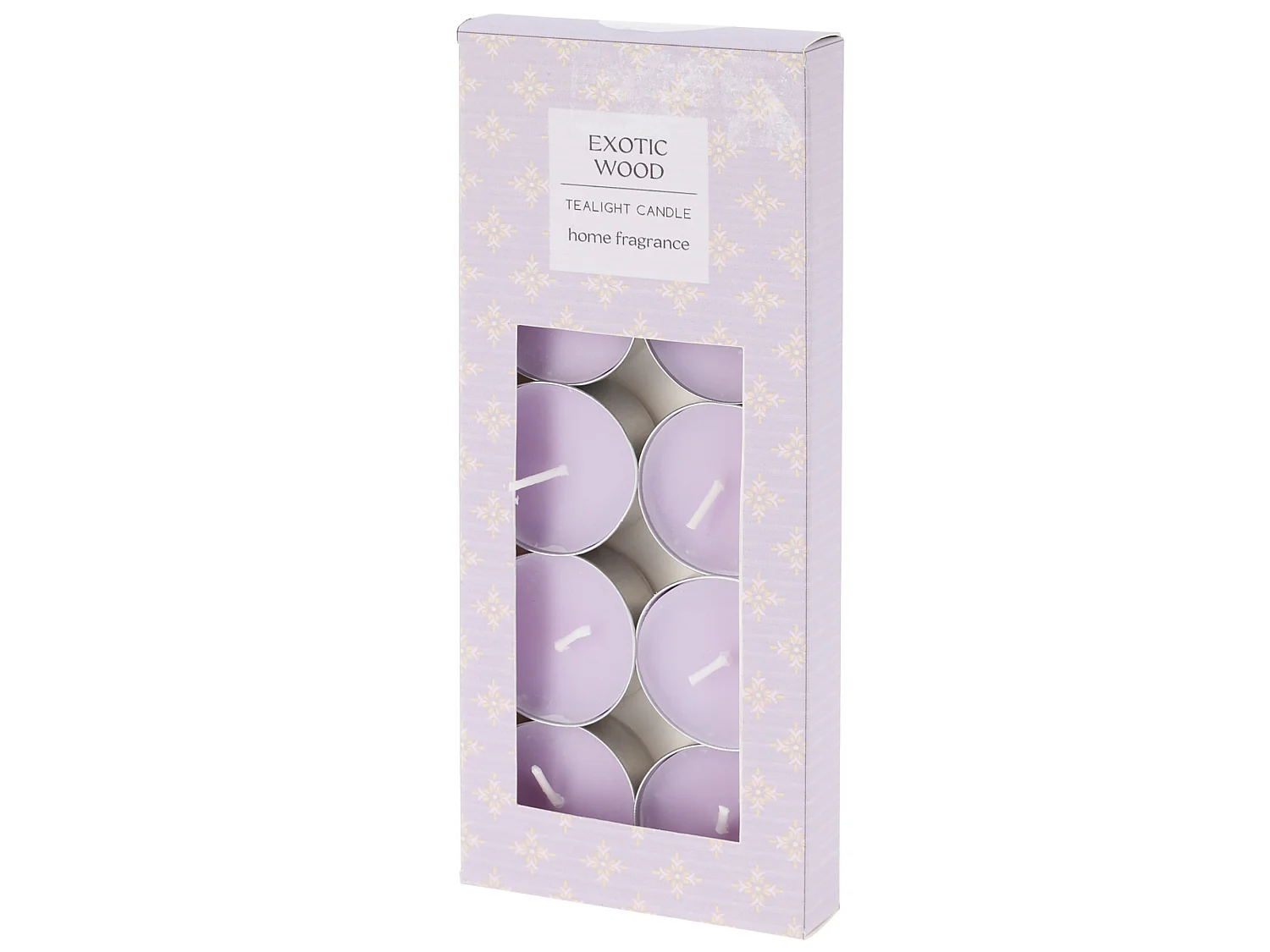 Bougies parfumées tealight en paraffine Exotic Wood violettes 10 pièces 120 g
