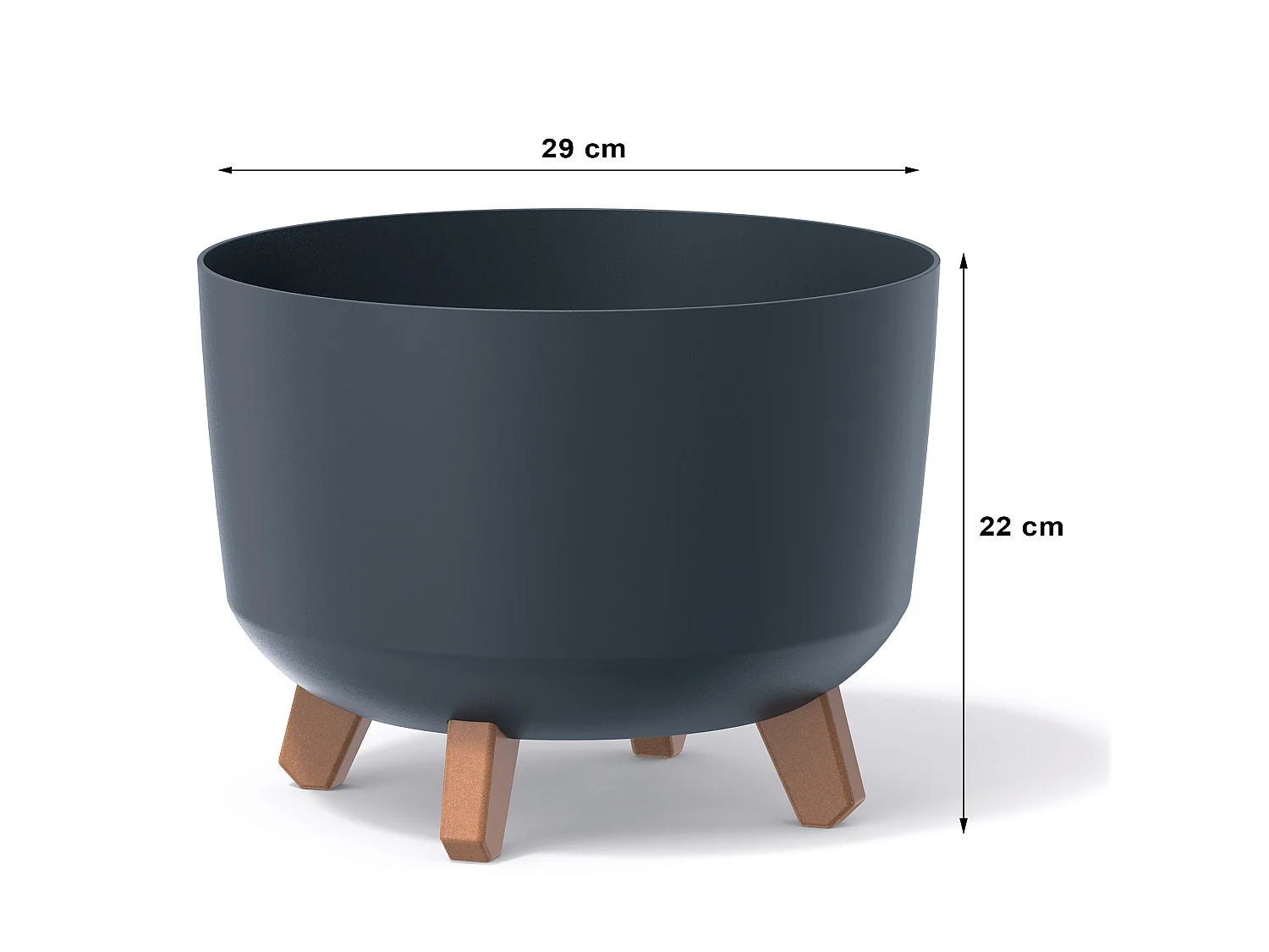 Pot de fleurs décoratif sur pieds plastique anthracite 29 cm