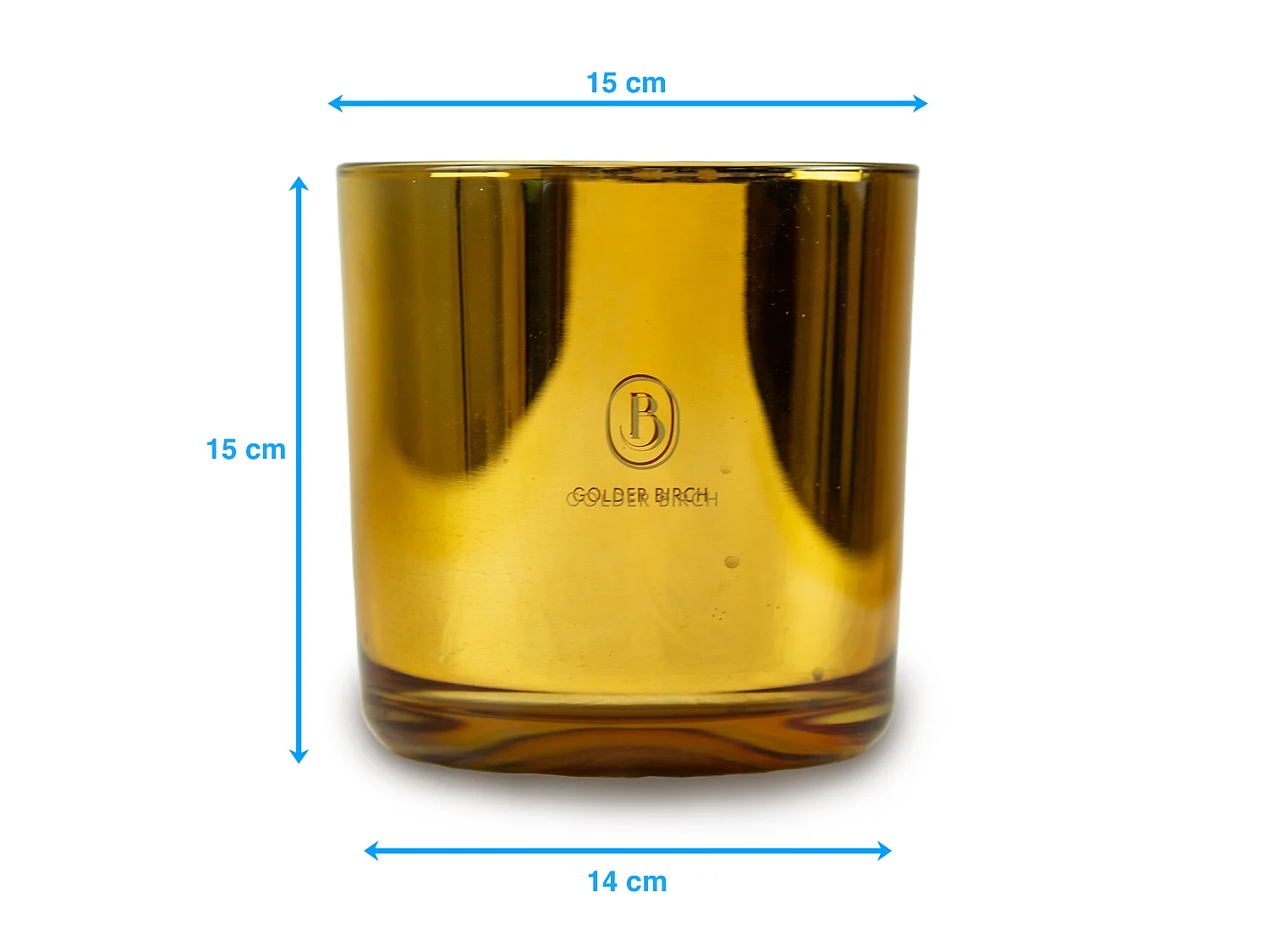 Bougie décorative de Noël en verre parfumée jaune 15x15 cm, 3 mèches