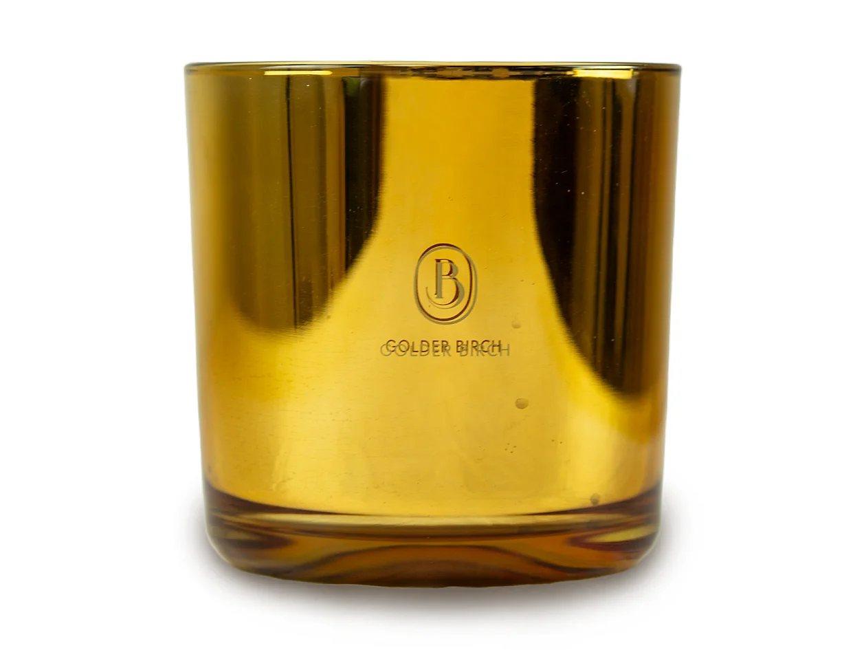 Bougie décorative de Noël en verre parfumée jaune 15x15 cm, 3 mèches