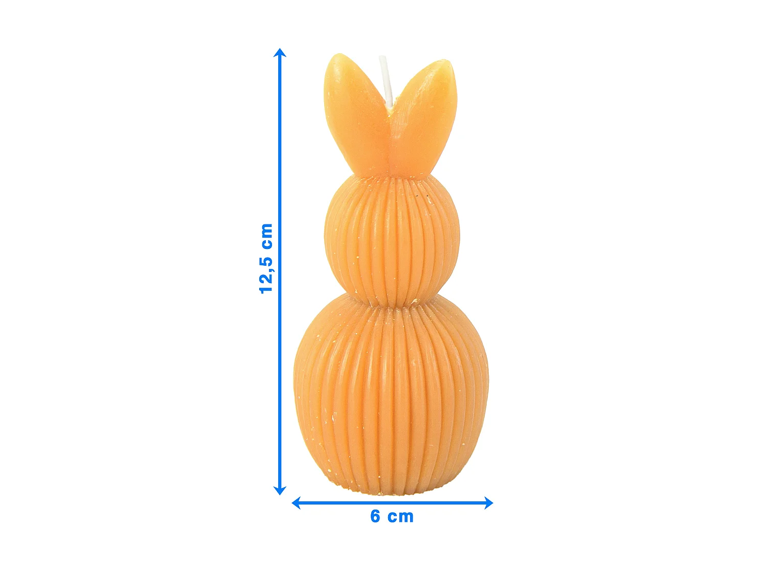 Bougie décorative de Pâques lapin sur œuf cire caramel 12,5x6 cm