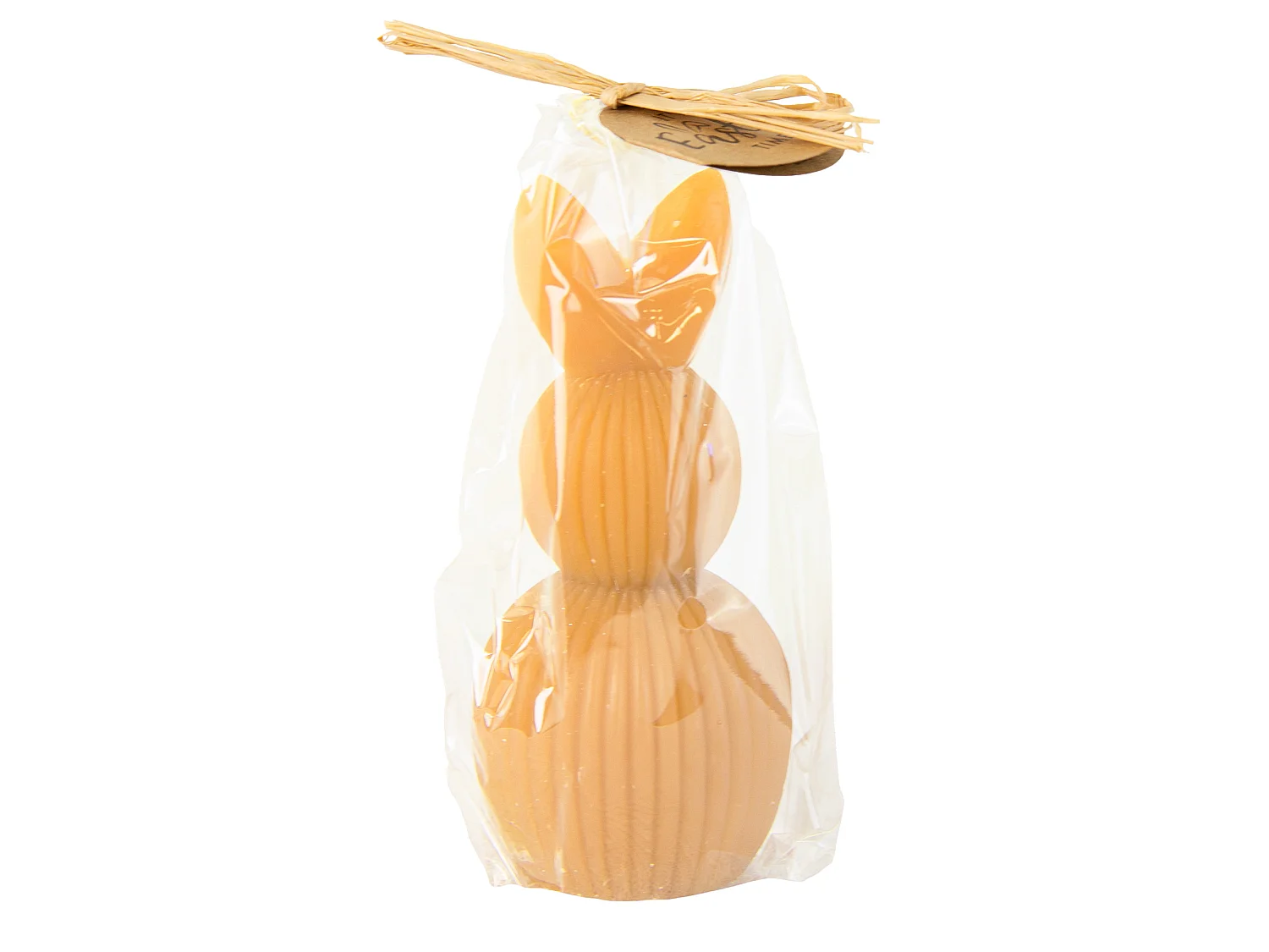 Bougie décorative de Pâques lapin sur œuf cire caramel 12,5x6 cm