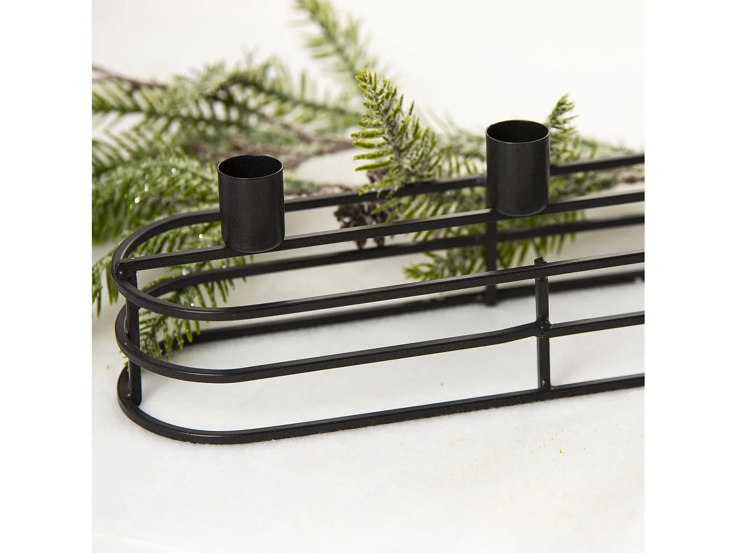 Bougeoir triple en métal noir 30x8x8,5 cm