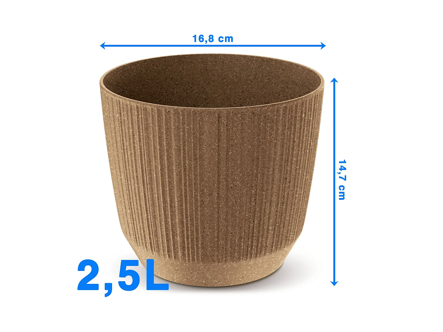 Decoratieve bloempot met hout kunststof bruin 16,8 cm x 14,7 cm