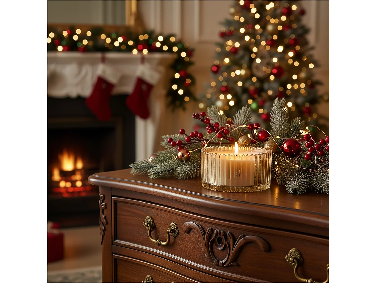 Bougie décorative en verre festive parfumée doré 10x5 cm