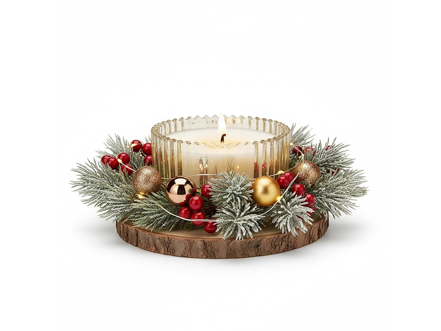 Bougie décorative en verre festive parfumée doré 10x5 cm