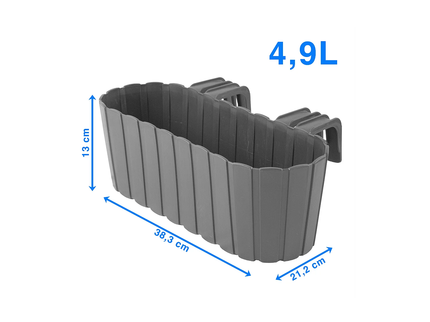 Jardinière de balcon rustique en plastique gris 38,3x21,2x13 cm