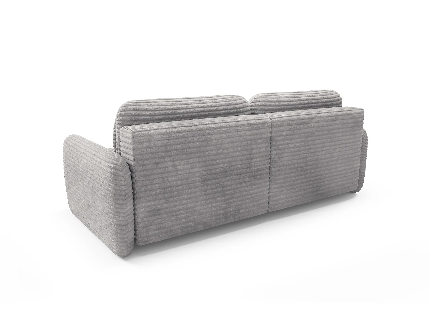 Canapé d'angle convertible en velours côtelé grosses côtes gris ZURI L slim 4 places